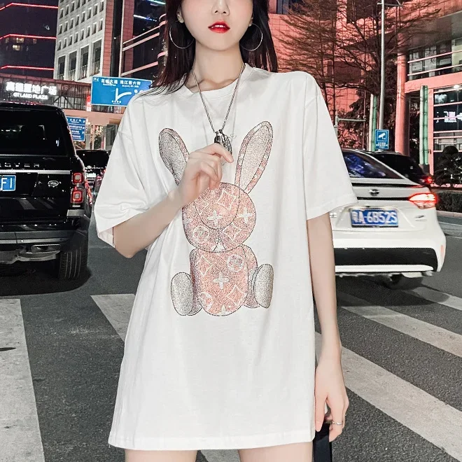 Shirts - Women's Summer Casual T-Shirt: Diamond Cartoon