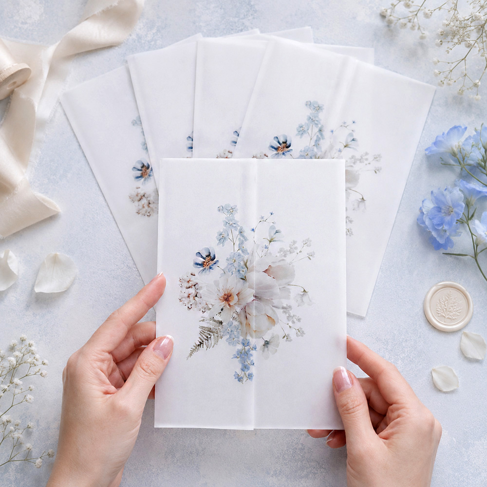 20/50pcs Vellum Wraps for Wedd - Jackets recension och pris