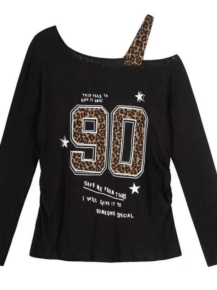 Y2K Patchwork Leopard Print T- - Shirts recension och pris