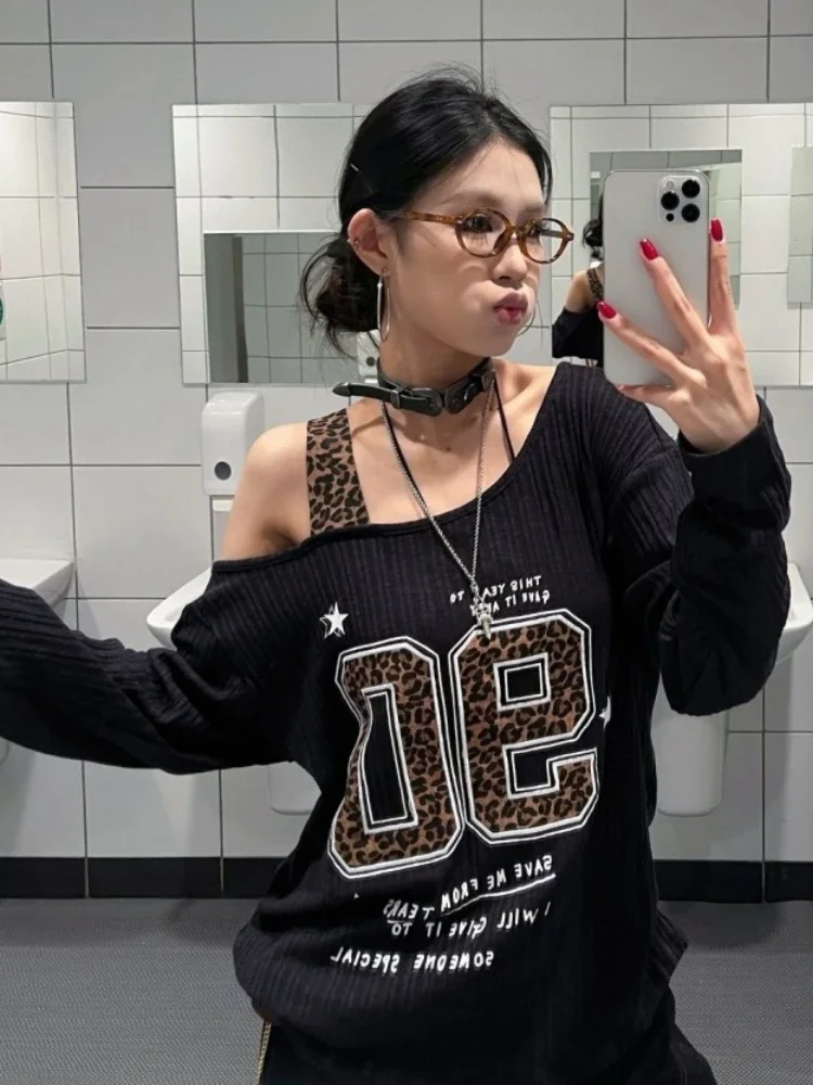 Y2K Patchwork Leopard Print T- - Shirts recension och pris