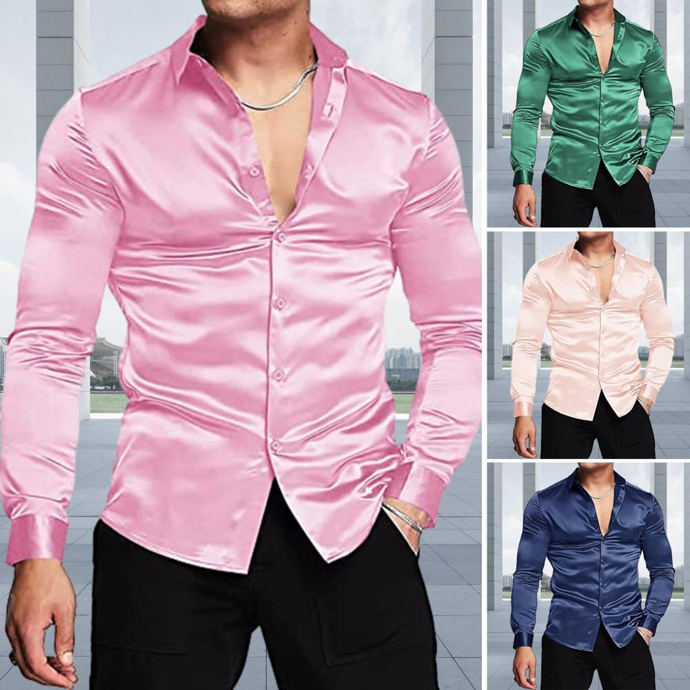 Pink Silk Satin Luxury Dress S - Mens Satin Silk Dress Shirt recension och pris